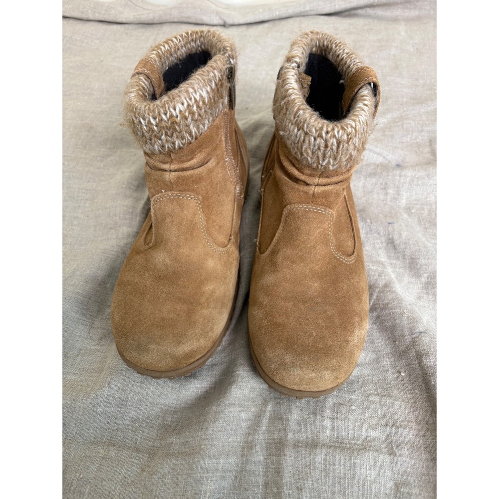 Khombu Laura Womens Tan Suede Knit Cuff Winter Ankle Boots Size 8M 1412962